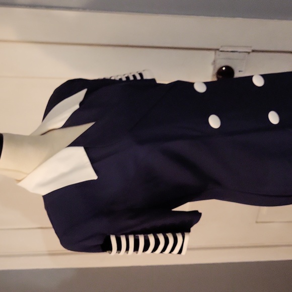 VINTAGE RARE White on Navy Dress Cutout Detail - Picture 3 of 8